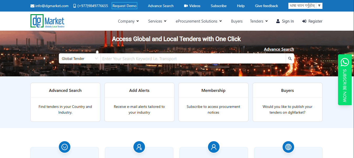 Screenshot of dgMarket – Tender Management Platform